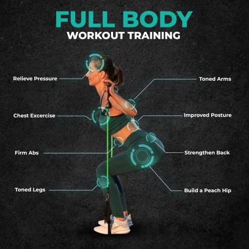 Premium Pilates Bar Kit with Resistance Bands - 6 Exercise Resistance Bands (15, 30, 50 lbs) - Home Workout Equipment for Women and Men - Pilates Stretch Fusion Bar for Effective Home Workouts
