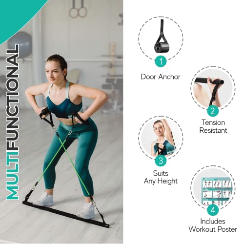 Premium Pilates Bar Kit with Resistance Bands - 6 Exercise Resistance Bands (15, 30, 50 lbs) - Home Workout Equipment for Women and Men - Pilates Stretch Fusion Bar for Effective Home Workouts
